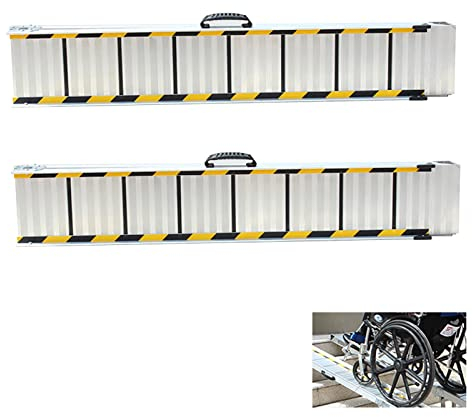 LJHU Schwellenrampe 2 Tragbare Rampen für Stufen, Gleitsichere Aluminiummobilitäts-Rollerrampe, Schwerlast-Rollstuhlrampe für Zuhause/Stufen/Treppen/Türen/Bordsteine (Size : 147cm x 22cm x 15cm)