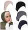 Cntqiang 4 Stück Muslimische innere Hijab-Mützen für Frauen, Kreuz-Turban, Unterschal, Unterkappe, Haube, islamische Jersey-Schlauchkappen, Schwarz, Marineblau, Grau, Beige, Einheitsgröße