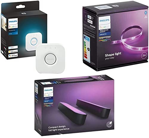 Philips Hue Bridge White & Colour Ambience Indoor Lightstrip 2m Play 2er Pack