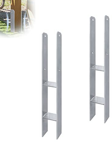XMTECH 2 Stück H-Pfostenträger H-Anker Langlebig, Gesamthöhe: 600 mm, Materialstärke: 5 mm, Breite: 101 mm,Vierkantholzpfosten für Pfosten Zaun, Carports, Stelzenhäuser