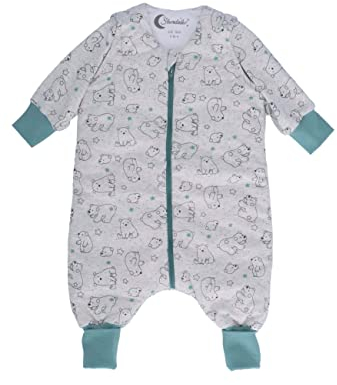 Sterntaler Baby Unisex Schlafsack mit Beinen Eisbär Elia - Baby Overall - beige meliert, 110cm