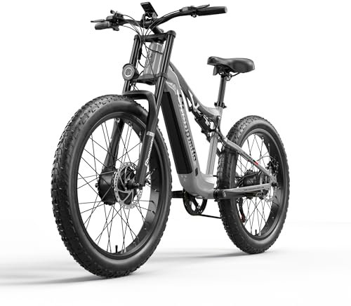 Vikzche Q Sheng mi lo S600 Dual Motor Electric Bike for adult, Mountain Bike, 48V*17.5Ah removable Lithium Battery, Full suspension Electric Bicycles,Dual motor ebike (S600)