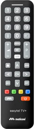 Meliconi Easytel TV+ Telecomando Universale per TV e Smart TV, Accesso Rapido a HOME e Netflix, Modalità Bambino, Facile Programmazione, Assistenza Italiana