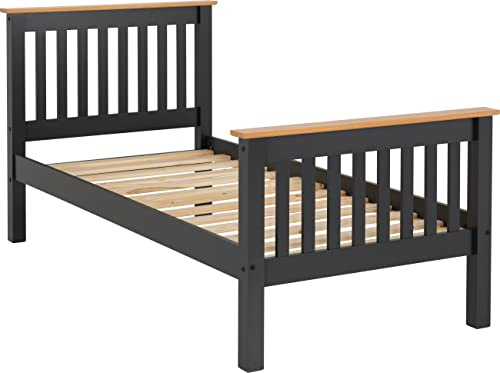Seconique Monaco 3' Single High End Bed in Grey/Oak Effect