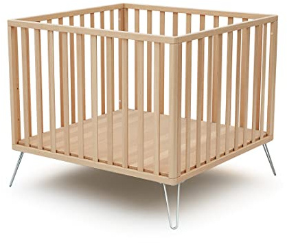 JURABABY - Only Scandicraft Laufstall, 100 x 100 cm, Buche und Stahl