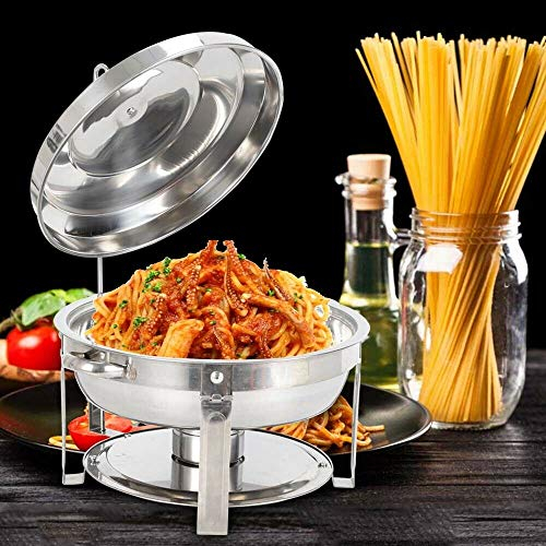 TaNeHaKi Elektrischer Speisenwärmer, Chafing Dish rund, aus Edelstahl, Chafer und Buffet Warmer Set, Rechaud für Catering, Buffets und Partys