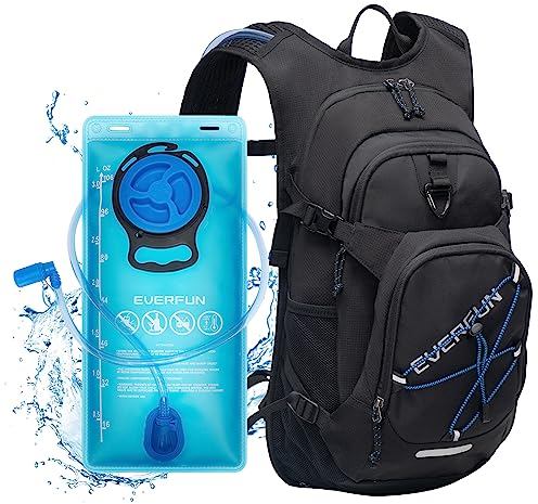 EVERFUN Trinkrucksack mit 2L Wasserblase, Wanderrucksack, taktischer Rucksack, Damen Herren, Trinkrucksack für Radfahren, Laufen, Klettern, Radfahren, Wandern (Black - 3L Water Bladder)