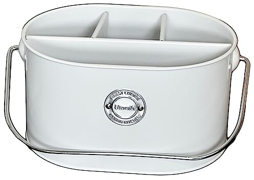 Darthome Pastel Table Caddy Metal 4 Compartment Utensils Cutlery Sauce Condiment Holder 27cm (Grey)
