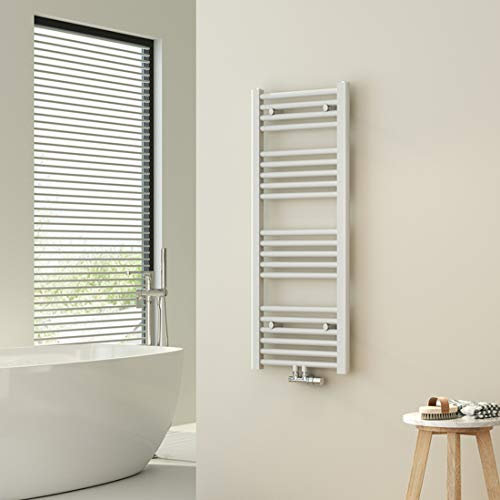 Heilmetz Scaldasalviette bagno, scaldasalviette a radiatore 100 x 40 cm termoarredo bagno (Bianco)