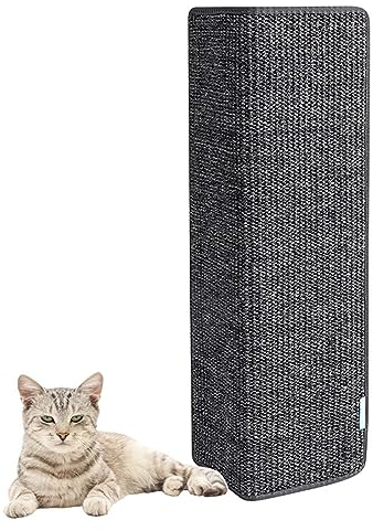 GIBZ Rascador Gatos Alfombrilla de Esquina de Pared Protector de Muebles Vertical Alfombra de Sisal Natural Rascar para Gato, Gris Oscuro, 18×60cm
