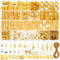 Qinzave 285 Stück Goldener Haarschmuck für Zöpfe, Gold-Dreadlock-Schmuckzubehör, Zopfschmuck mit goldenen Anhängern, Loc Schmuck für Haar-Dreadlocks Goldringe Manschetten, Clips für Dreadlock-Zubehör