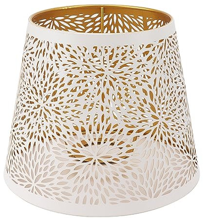 Creahappy Pantallas de Lámpara de Metal Pantalla de Lámpara Vintage E27 E26 Patrón de Flores Talladas Blancas Diseño Moderno de Hierro para Lámpara de Mesa Y Luz de Piso, árboles de Cono