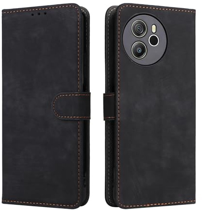 KNOXS Handyhülle für Blackview Shark 8 Hülle mit RFID Blockierendem Ständer TPU Innenschale mit Stoßfester Klapphülle, PU Wallet Schutzhülle (Schwarz)