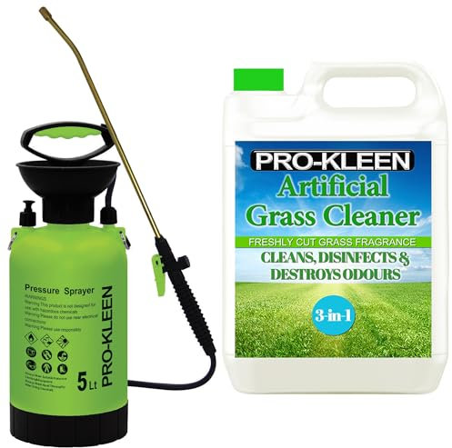 Pro-Kleen Artificial Grass Cleaner 5L With 5Ltr Pump Sprayer - Makes 15 Litres, for Homes with Dogs, Cleans, Deodorises (Fresh Cut Grass)