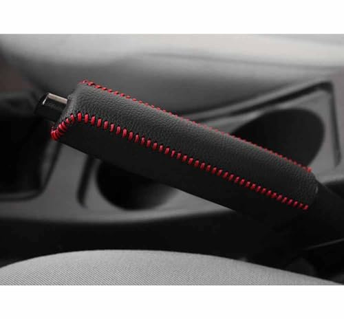 Cubierta Freno Mano para Coche para V-W Golf/Polo 5 6 7 8 GTE GTI GTD Clubspor, Cuero Funda del Freno De Mano EmpuñAdura Funda Accesorios De Coche,B/Black Red Line