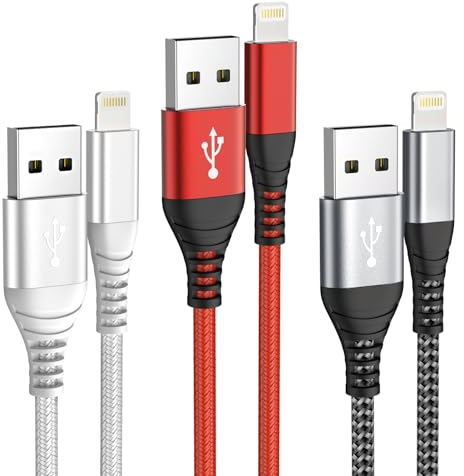 IDISON iphone ladekabel 2m 3Pack,usb lightning kabel MFi Zertifiziert,Nylon geflochten apple ladekabel für iPhone 14 13 12 11 Pro/Pro Max/Mini, XR XS Max X, 8 7 6 6s Plus, 5s 5 Se