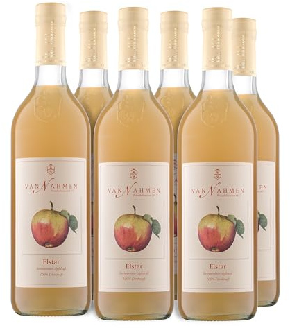 van Nahmen Elstar Apfelsaft (BIO) - 100% Direktsaft, vegan, 6x750ml | Naturtrüber Bio-Direktsaft aus der Sorte Elstar – frisch & leicht mit einer knackigen Säure, vegan und ohne Zuckerzusatz