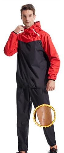 Weyot Tuta Sauna Dimagrante Uomo, Fitness Sudorazione Body Shaper, Tuta per Sudare (Sauna Giacca + Pantaloni), Abbigliamento Sportivo Effetto Sauna per Palestra Jogging Running,2XL,Jacket + Pants