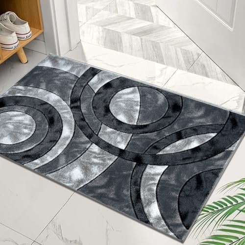 Cozy Haven Ecliptic Door Mat - Non-Slip Washable Doormat, Suitable for Indoor/Outdoor Use, Heavy Duty Dirt Trapper and Water Absorbent – (Grey, 50x80 cm)