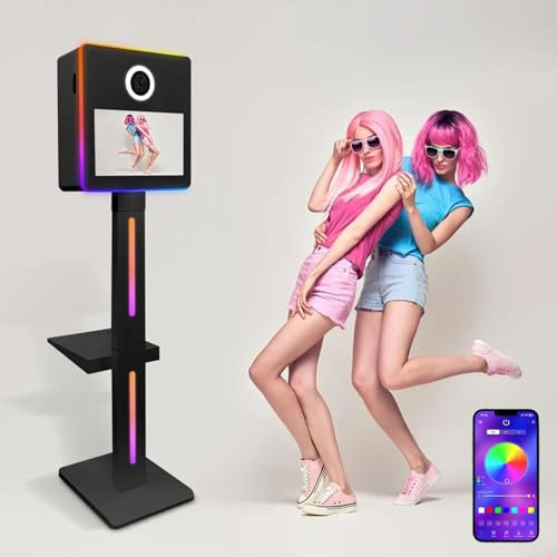 Photo Booth-Spiegel + 15,6-Zoll-Touchscreen, Tragbare Selfie-Maschine Dslr-Photo Booth FüR Hochzeiten/Partys/Events, Dslr-Kamera-Photo Booth Mit Flightcase,Black