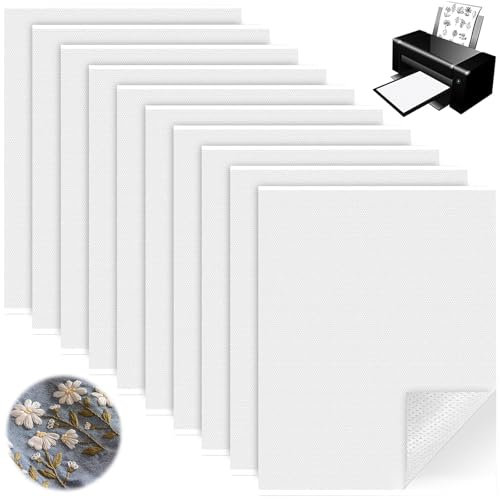 NINGYER 10 Stück Stickvlies Wasserlöslich, A4 (21x29,7 cm) Wasserlösliches Stickvlies, Stickvlies Selbstklebend für DIY Sticken, Maschinensticken und Handnähen
