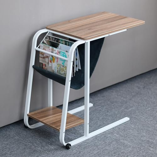 Generisch Krankenhausbetttisch mit Stauraum, Nachttisch aus Metall, mobiler hochklappbarer Laptoptisch, Verstellbarer Sofa-Beistelltisch, 30 kg Tragkraft, geeignet für Zuhause, Krankenhäuser
