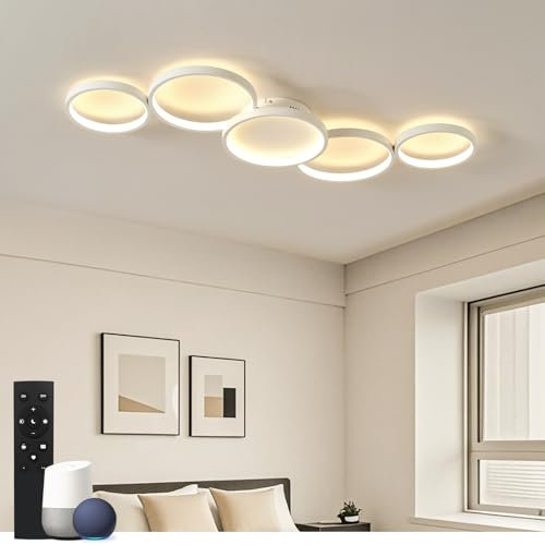 CURBEL LED Deckenleuchte Dimmbar mit Fernbedienung - Modernes Design Deckenlampe, 50W 6000LM, 3000K-6500K Farbtemperatur, Kompatibel mit Alexa & Google Assistant, für Wohnzimmer & Schlafzimmer