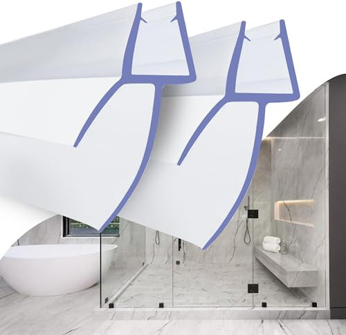 TEOV Shower Door Seal Strip 2X 80 cm, for 4-6 mm Straight Glass Doors, Covers Up to 20mm Gap, Waterproof Replacement Seal for Clear Shower Doors