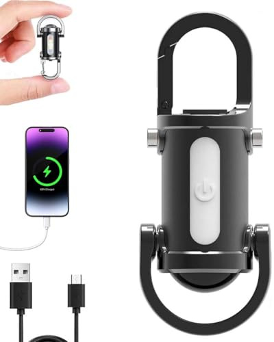 Power Bank Mini Keychain Flashlight,1200LM Superhelle Mini-Schlüsselanhänger-Taschenlampe Wasserdicht,Mini LED Taschenlampe Schlüsselanhänger,Taschenlampe LED Aufladbar für Outdoor,Camping (Schwarz)