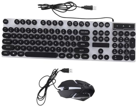 HOMSFOU Clavier Et Souris Gaming Ergonomiques Rétroéclairés RGB Ensemble USB avec Clavier à Arrondies Et Souris Filaire Compatible Pc Et Ordinateurs Portables