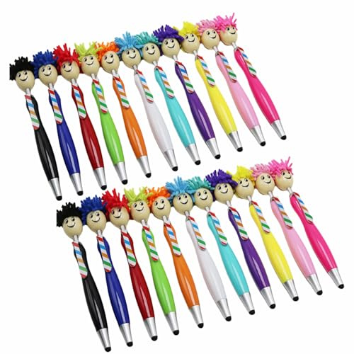 Arthink Pack of 20 Mop Head Ballpoint Pens, Funny Mop Topper Pens with Plush Hair,Writing Click Pen Portable Cute Cartoon Multi-function Signing Pen,Suitable for Office Schools