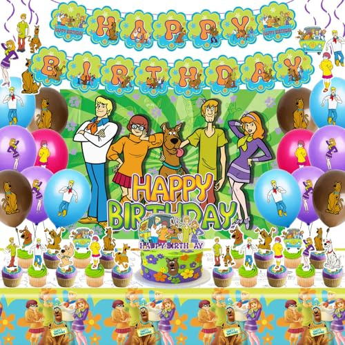 Dog Birthday Party Decorations Supplies, Including Birthday Banner, Tablecloth, Backdrop, Hanging Swirls, Balloons, Cake Toppers for Dog Party Supplies decorations