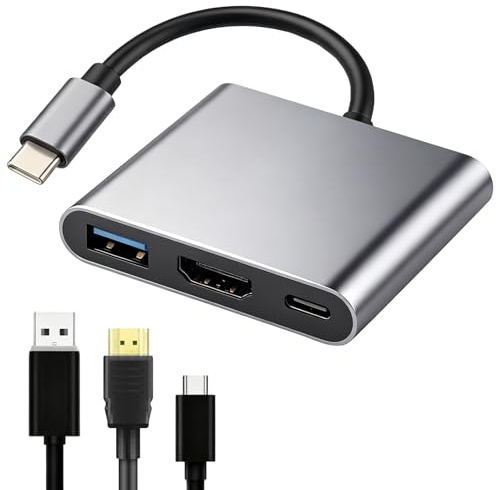 3 in 1 USB C auf HDMI Multiport Adapter USB-C Multiport Hub mit PD 100W, 4K HDMI USB 3.0 Datenübertragung für MacBook iPad Laptop Samsung HP Surface