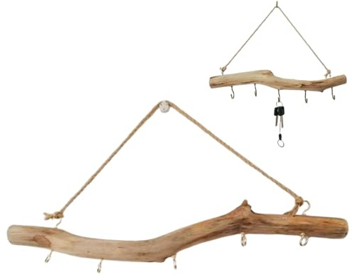 DAGLLGEW Wandhaken aus Treibholz, 40 cm langer Naturholzhaken mit 5 Zinken, einzigartiger rustikaler Aufhänger für Schlüssel, Hüte und Wohnaccessoires.