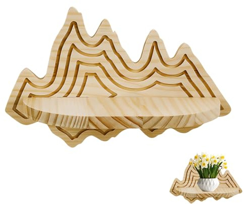 Pemarcy Pflanzenständer Hängend Indoor für Pflanzen Aufbewahrung, Herz Pflanzenregal 3D-Fadenmuster, Wanddeko Blumenständer Boho Ästhetik, Holz Lotusblume Wandregal für Wand Wohnzimmer Büro Flur (C)