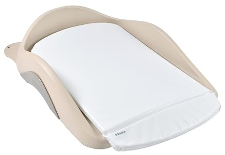 BÉABA, Plan à langer Bébé, Léger, Compact, Fixation Réglable Multi Usage, Tablettes, Bord haut, Ventouse, Matelas Lavable, Camélé’O, Made in France, Argile