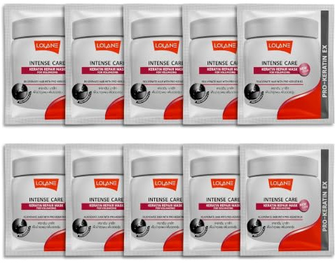 Lolane Haarmaske - Volumen Pflege - Keratin & Reis-Aminosäuren | Intense Care - Einzeldosis-Haarmaske angereichert mit Pro-Keratin EX Komplex und Reis-Aminosäuren