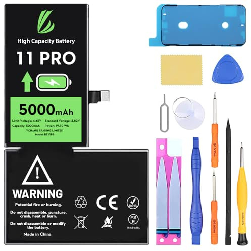 LL TRADER Batteria per iPhone 11 Pro, 5000mAh e Kit di Riparazione | Compatibile con iPhone 11 Pro, A2160, A2217, A2215