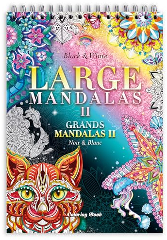 Colorya Mandala Malbuch für Erwachsene – Large Mandalas Vol. II - Entspannendes A4 Anti-Stress Malbuch – Spiral-Malbücher mit Künstlerpapier ohne Durchdrücken – Mandalas für Erwachsene