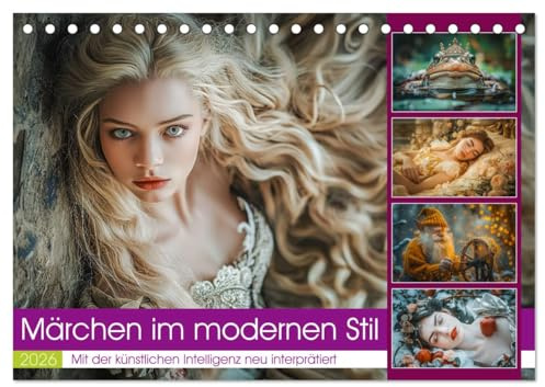 Märchen im modernen Stil (Tischkalender 2026 DIN A5 quer), CALVENDO Monatskalender: Grimms Märchen sind eine Sammlung von deutschen Volksmärchen, die ... neu interpretiert wurden. (CALVENDO Kunst)