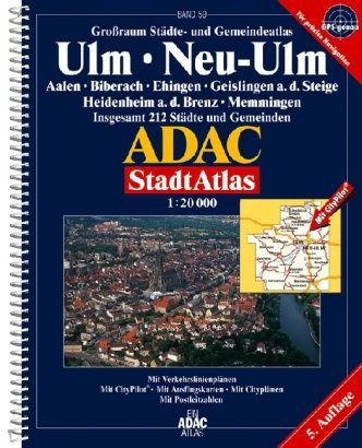 Ulm, Neu-Ulm: Aalen, Bieberach, Ehingen, Geislingen a.d.Steige, Heidenheim a.d.Brenz, Memmingen. Grossraum Städte- und Gemeindeatlas. Insgesamt 212 ... Citypln., Postleitzahlen. GPS-genau