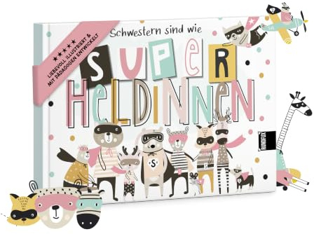 Schwestern sind wie Superheldinnen - Das Geschenk für werdende, große Schwestern zur Geburt ihres Geschwisterchen | Erinnerungsalbum von Rundfux