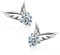 Crystalline Azuria Femme Clous Boucles d'Oreilles Ailes d'anges 18ct Plaqué Or Blanc avec Cristaux Blancs