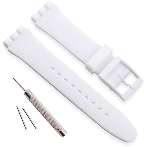 Bracelet en silicone étanche, bracelet pour Swatch (20mm,white)