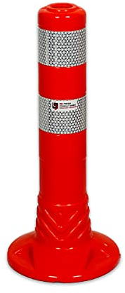 UvV UVTP4131 Flex-Absperrpfosten 450mm, 45 cm flexibler sperrpfosten reflexfolie Orafol 5931 Silber (DIN Reflexfolie- EN 12899-1:2008, RA2/C) - als flexibler Sperrpfosten mit stabilem Standfuß