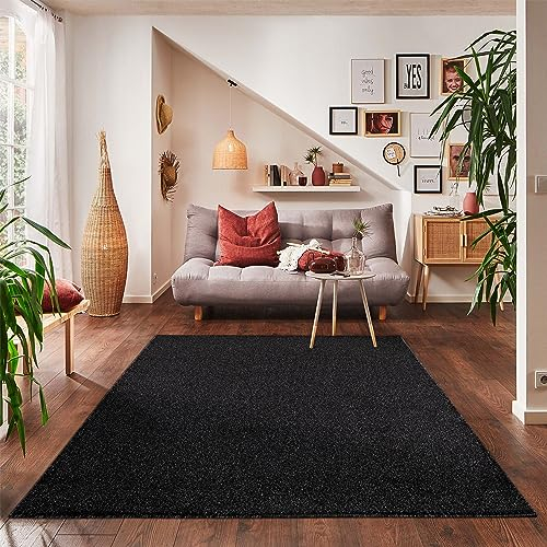 Carpettex Wohnzimmer Teppich - Kurzflor Modern Einfarbig 140 x 200 cm Anthrazit - Waschbar Extra Weich Flauschig für Küche, Schlafzimmer, Kinderzimmer, Esszimmer, Flur