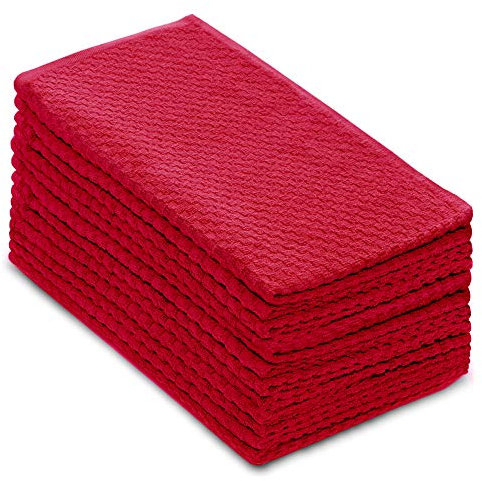 Cotton Craft Küchentücher, Frottee-Handtücher, 100% Baumwolle, Waffelgewebe, weich, saugfähig, schnell trocknend, fusselarm, wiederverwendbar, für Speisekammer, Bar, Reinigungstuch, 40,6 x 71,1 cm