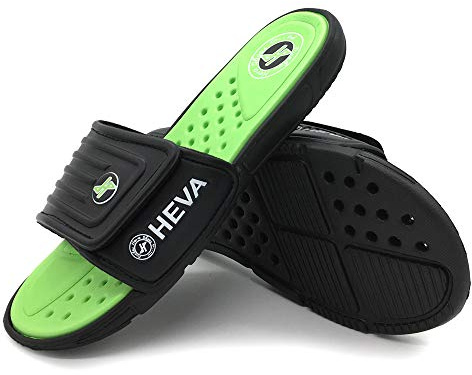 HEVA Men's Slide Fashion Open Toe Beach Pool Slippers | Adjustable Soft Comfy Sandals