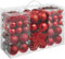 tectake 403324 86er Set Christbaumkugeln mit Matter, glänzender und glitzernder Oberfläche, Stern und Perlenkette, Weihnachtskugeln aus robustem Material, bruchsicher, rot