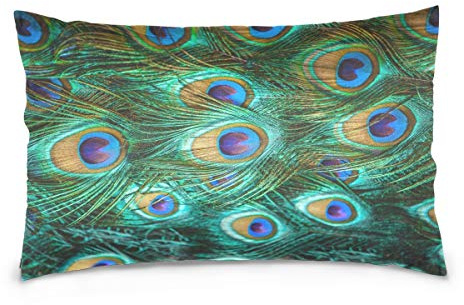 Linomo Kissenbezug 40x60 cm, Pfau Feder Dekorative Kissenbezug Kissenhülle für Couch Sofa Bett Hause